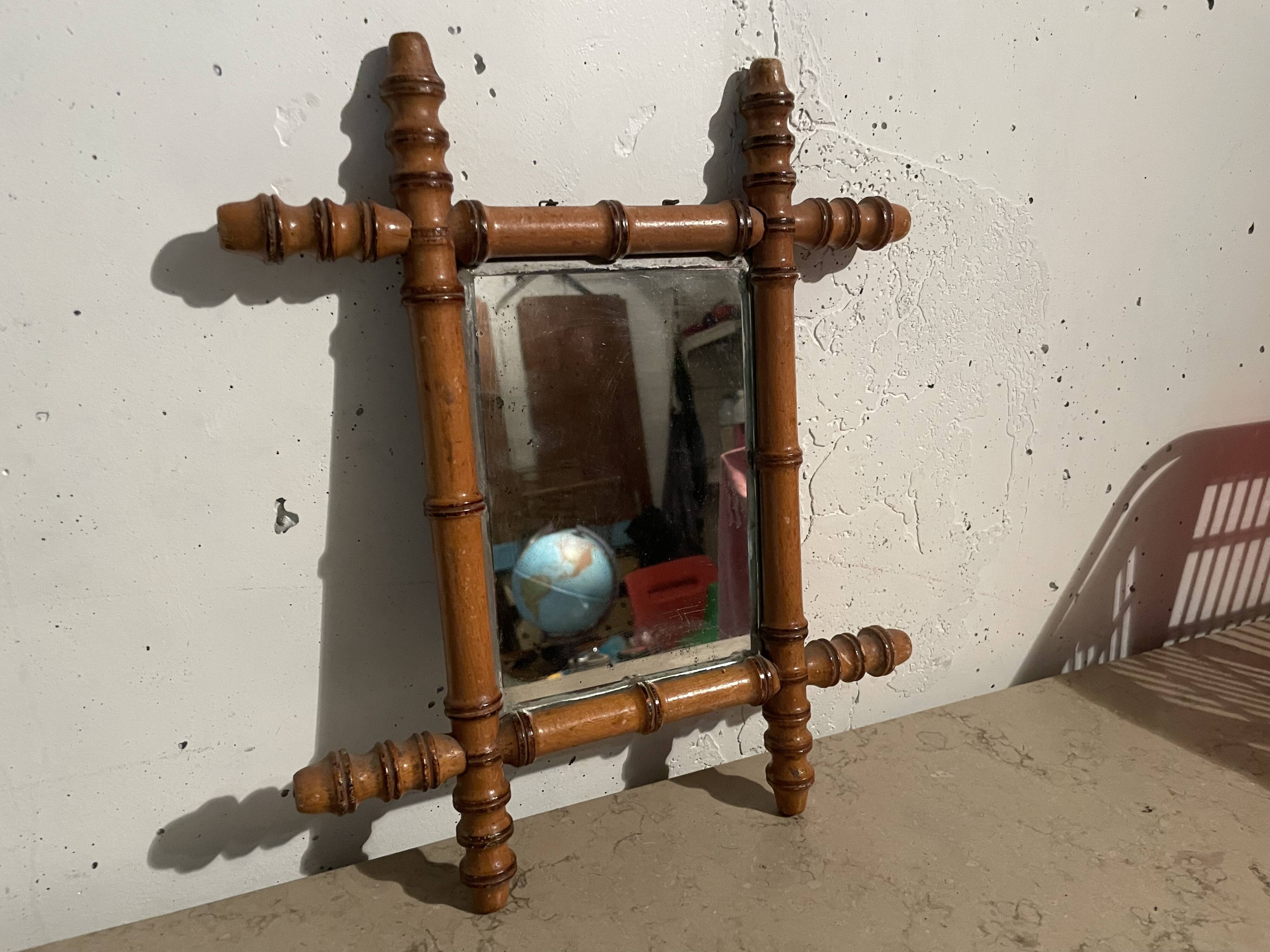 Miroir faux bambou années 40