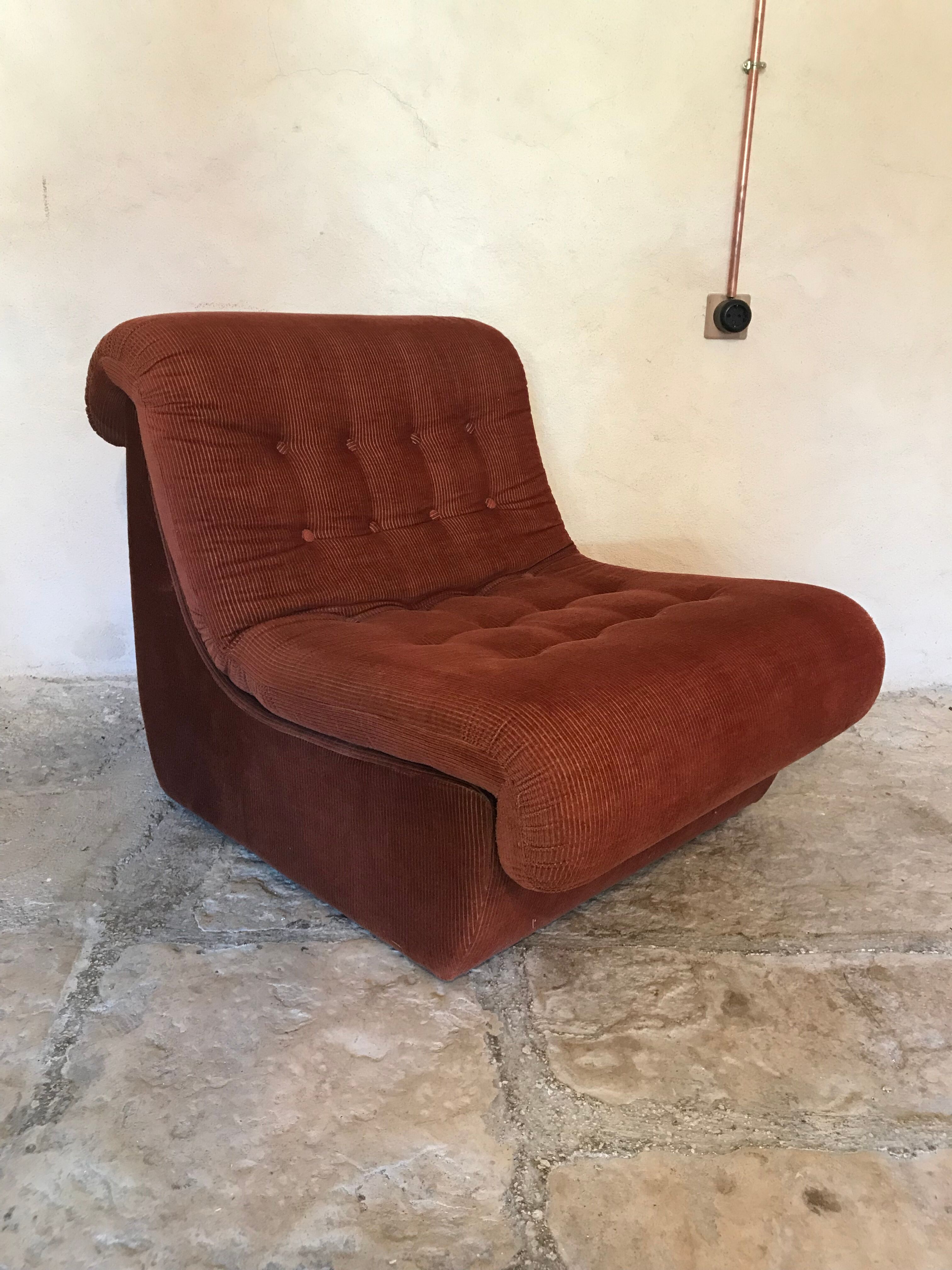 Vintage chair upholstered in corduroy