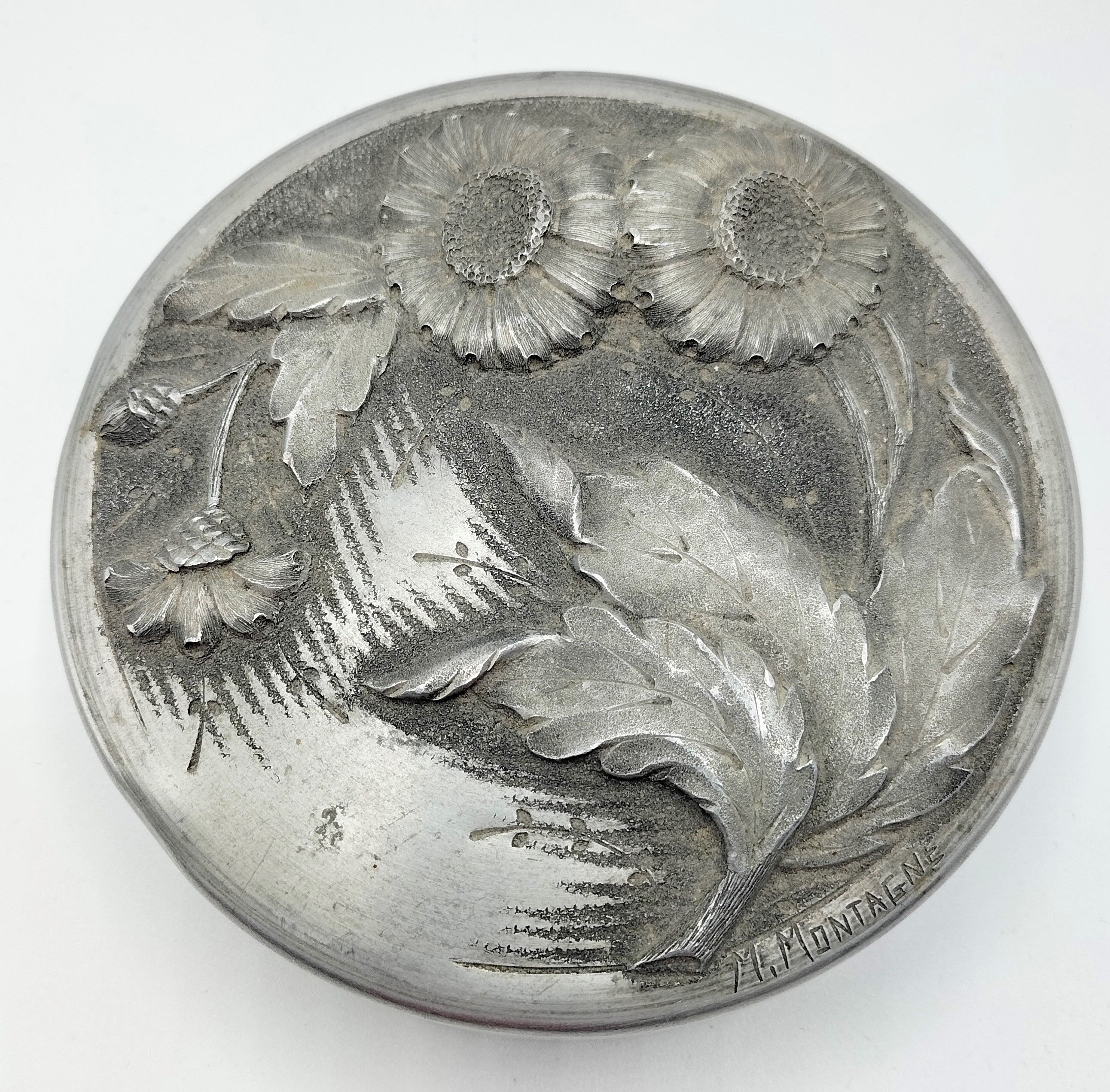 Metal candy box pushed back