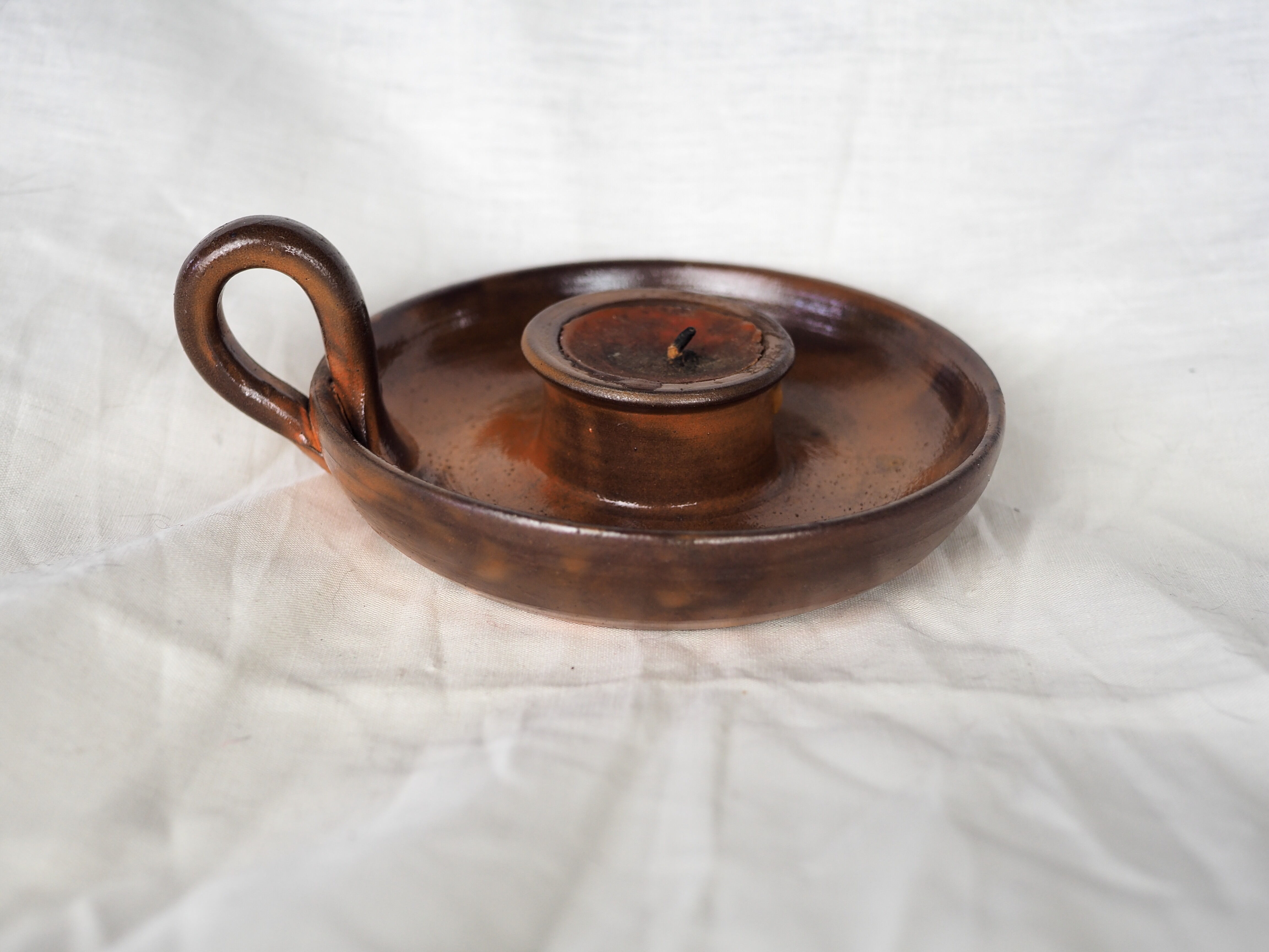 Hand candle holder in smoked sandstone - 70s