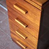 Vintage desk, wooden Art Deco desk from the 1930s, desk with drawers.