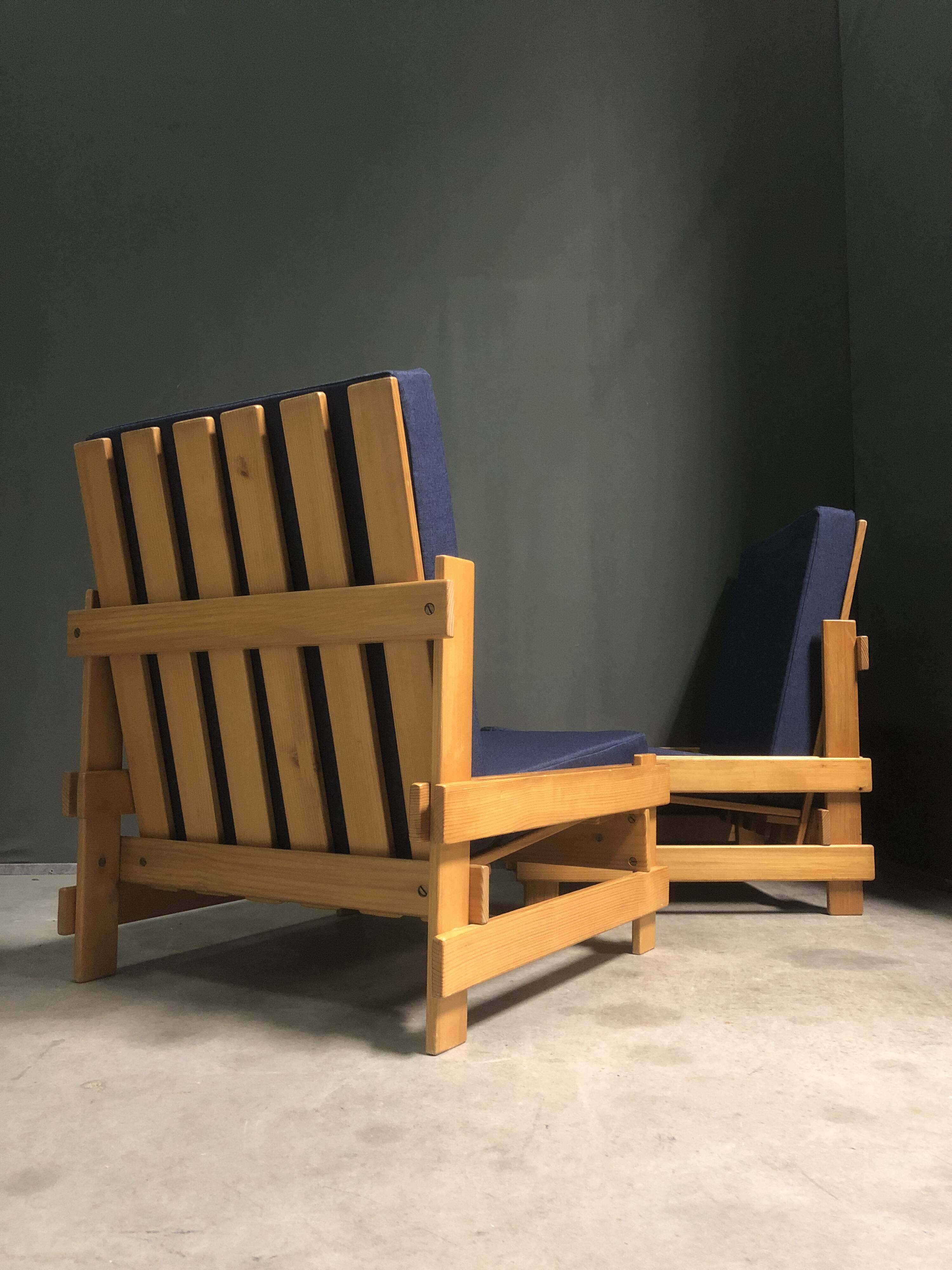 Rare pair of niko kralj 'dota' system lounge chairs, 1970's