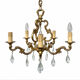 Brass chandelier with 5 branches and pendants in Louis XV style