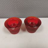 Reversible glass candlesticks with a conical shape for tealights or candles