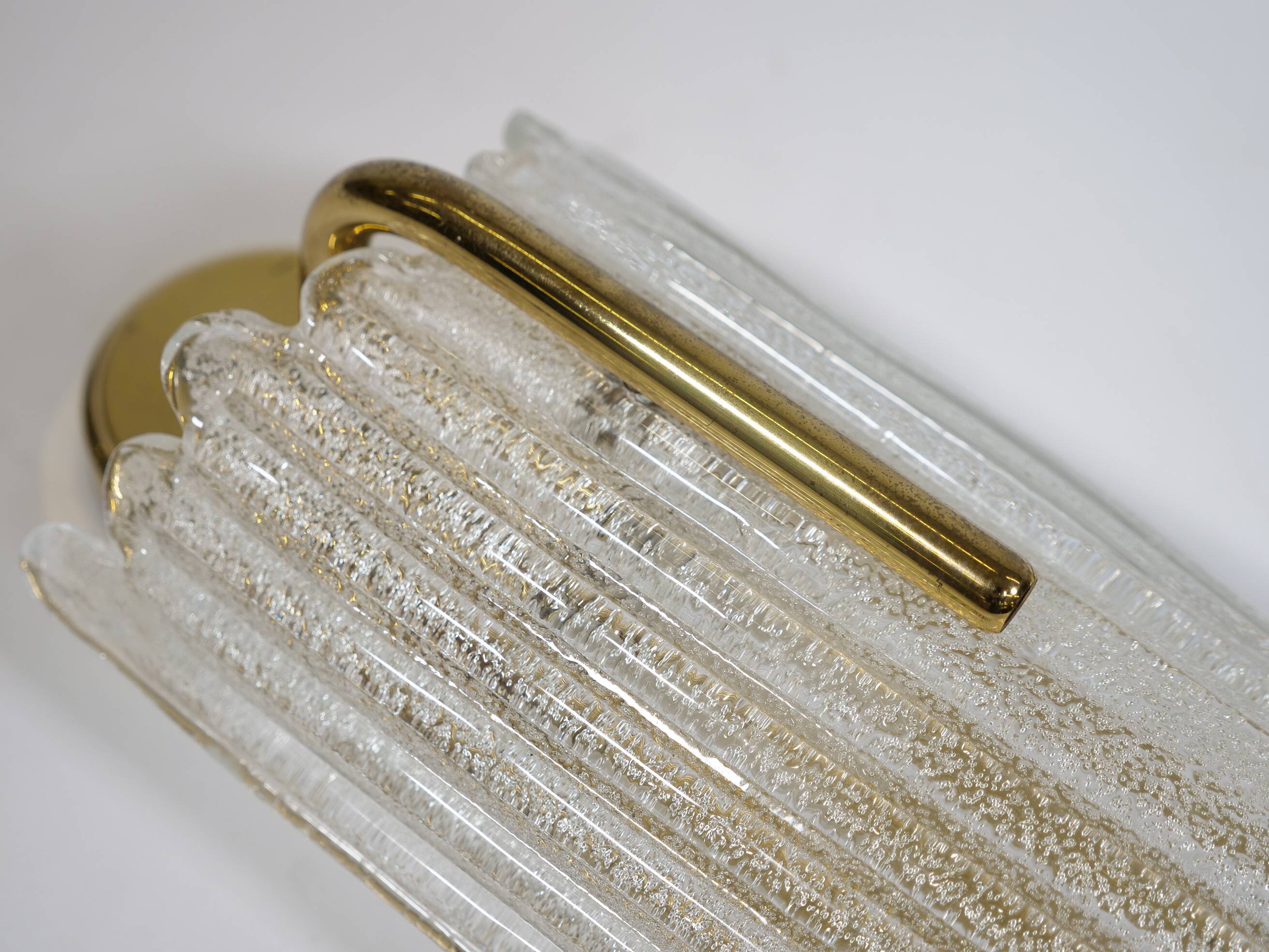 Brass and Ice Glass Wall Lamps by Carl Fagerlund for JBS, Set of 2, 1970s