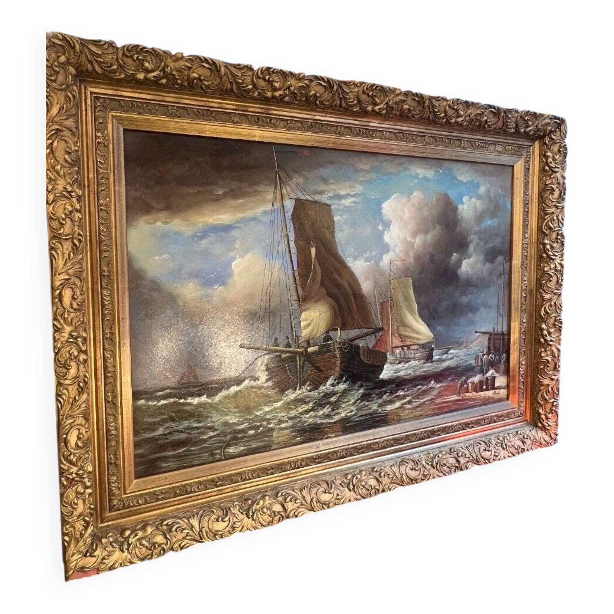 John Russel Chancellor (1925-1984) rare on the market, oil on canvas, marine, boats