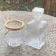 Whiskey carafe and ice bucket in transparent glass and meta handle, gilded brass, diamond pattern