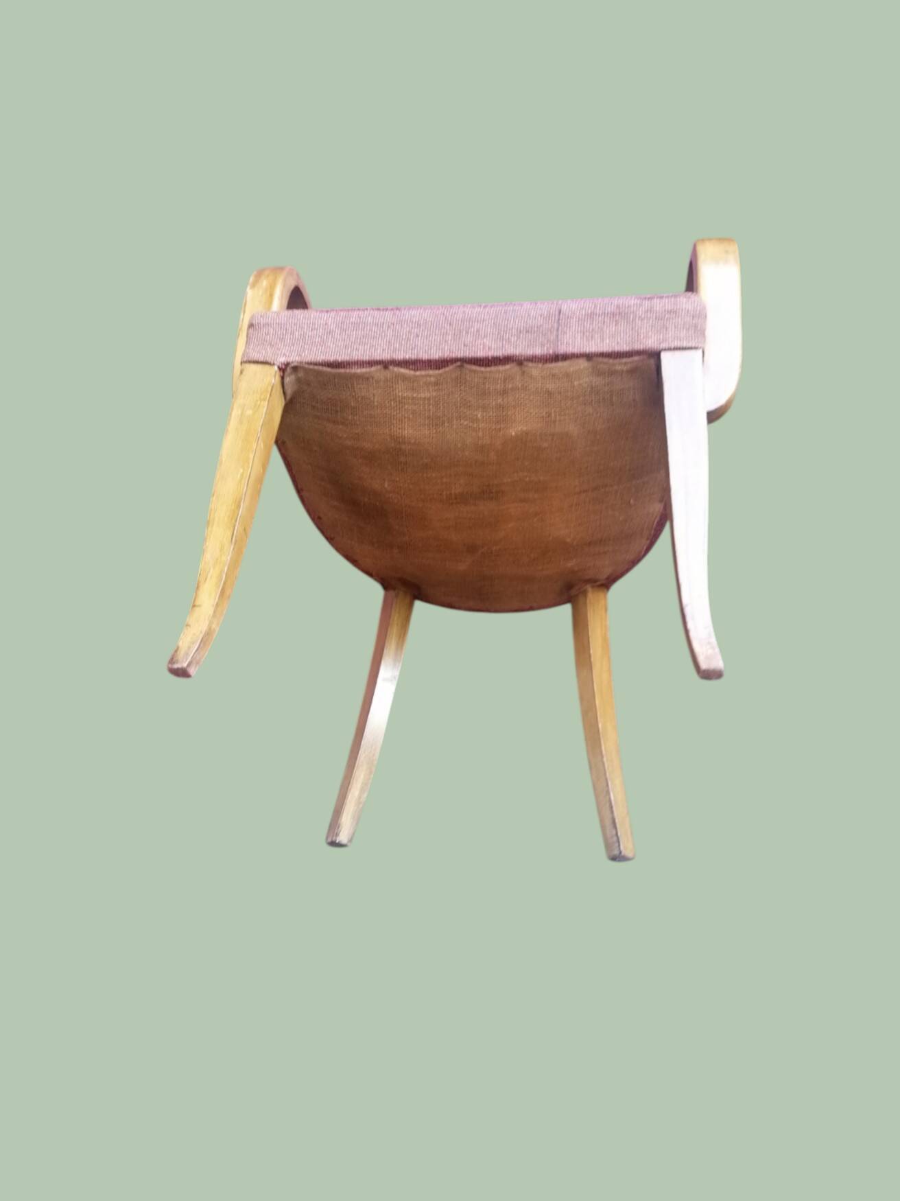 Fauteuil Bridge Art Déco en bois et tissu