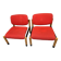 PAIR OF VINTAGE DESIGN ARMCHAIRS FROM THE 80S IN RED AND LIGHT BROS FABRIC