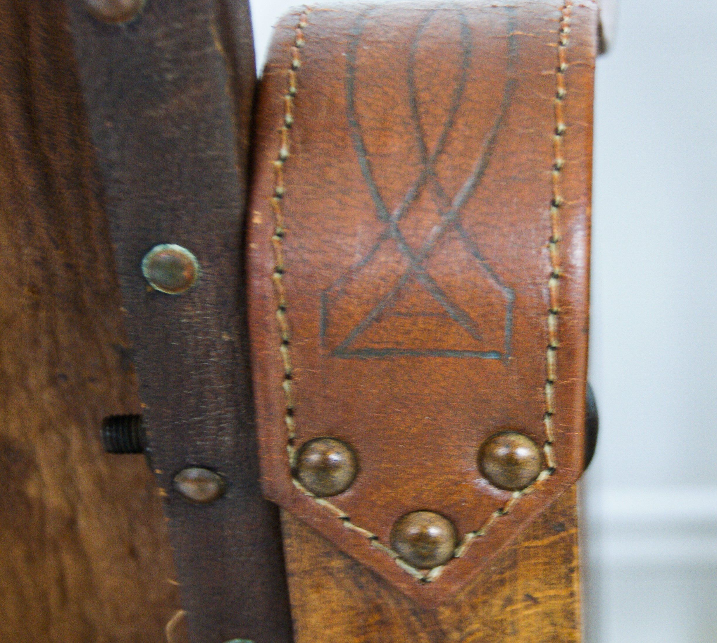 French Leather Safari Armchairs Mid-Century