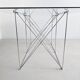 Folding steel and glass dining table by Max Sauze 1970s