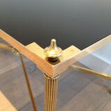 Rectangular coffee table in brass and black lacquered glass