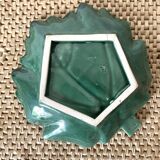 Butter dish in barbotine leaf and its knife