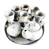 Ancien service à café en grès signé Poterie de la Vallée Noire