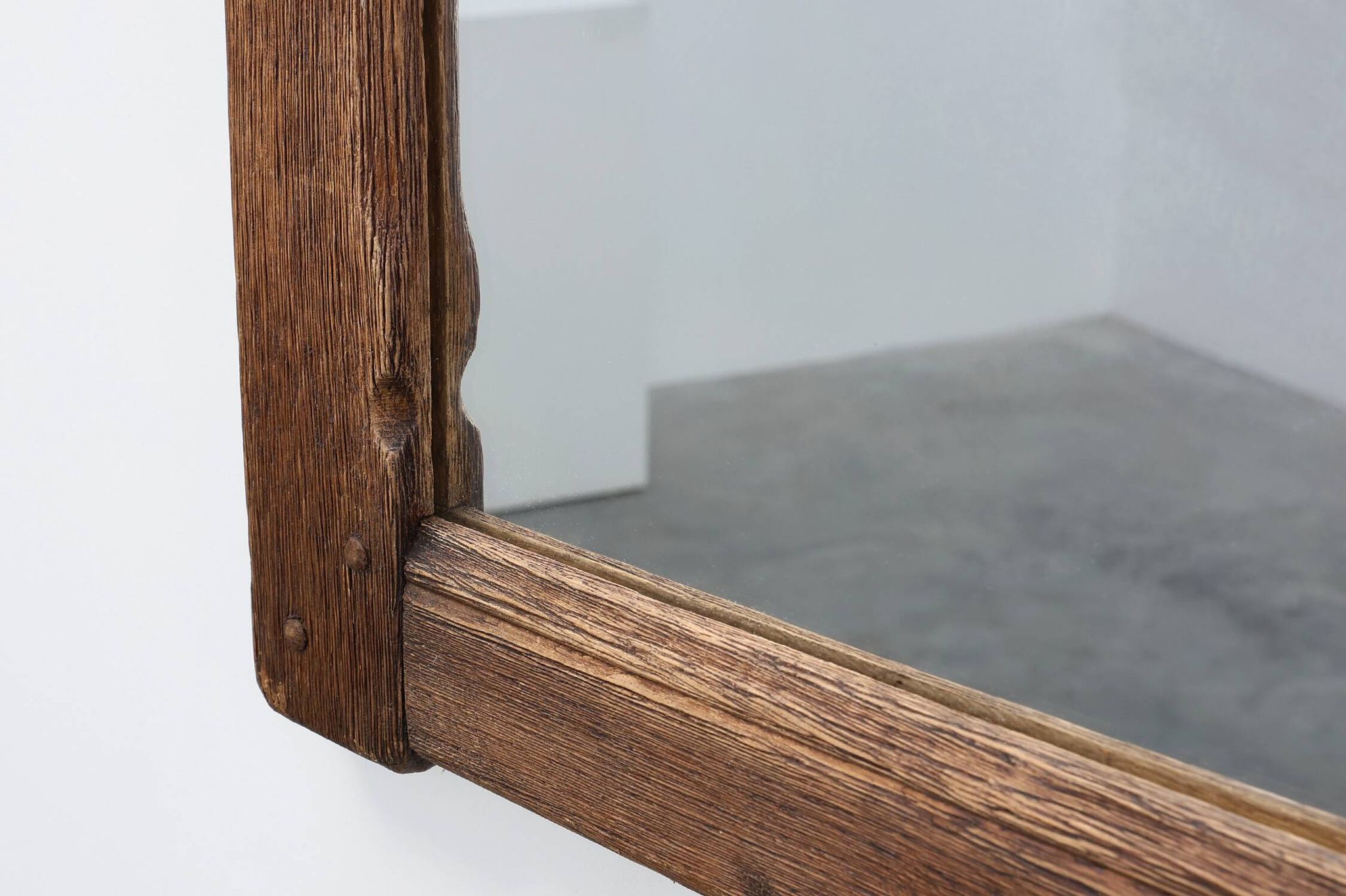 Antique oak rustic wall mirror, France ca. 1820
