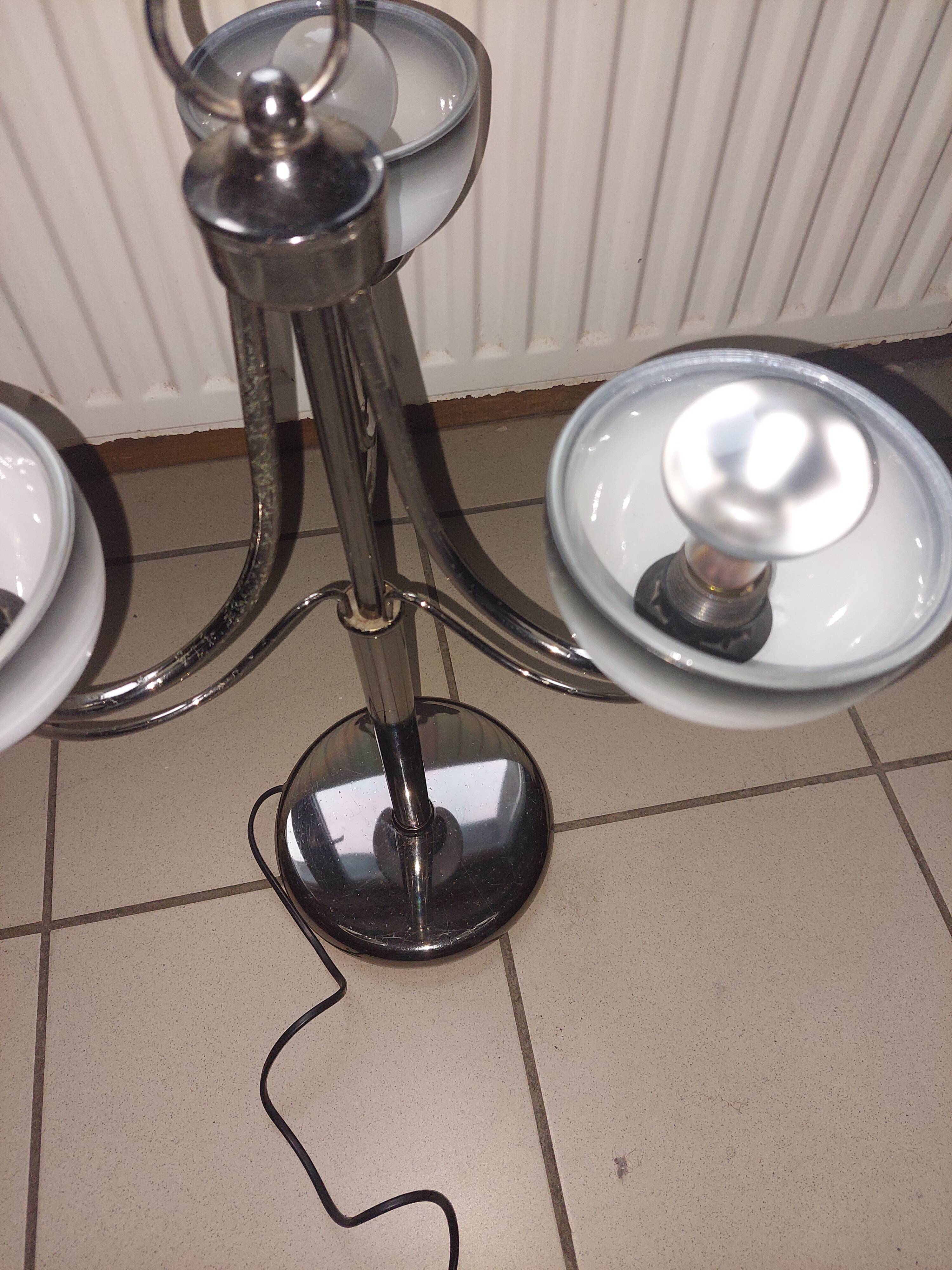 Vintage chromed metal table lamp used