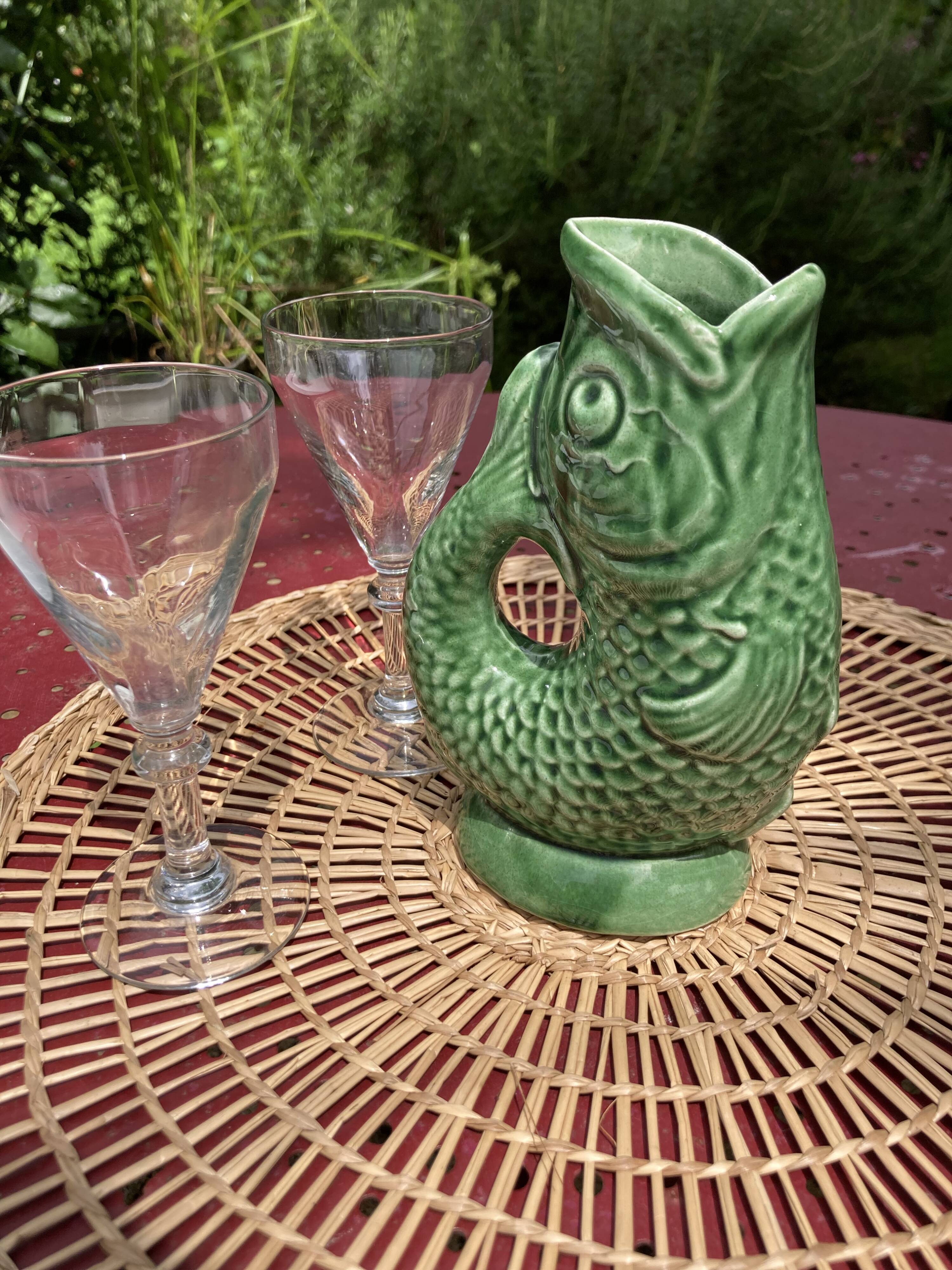 Green fish vase or pitcher