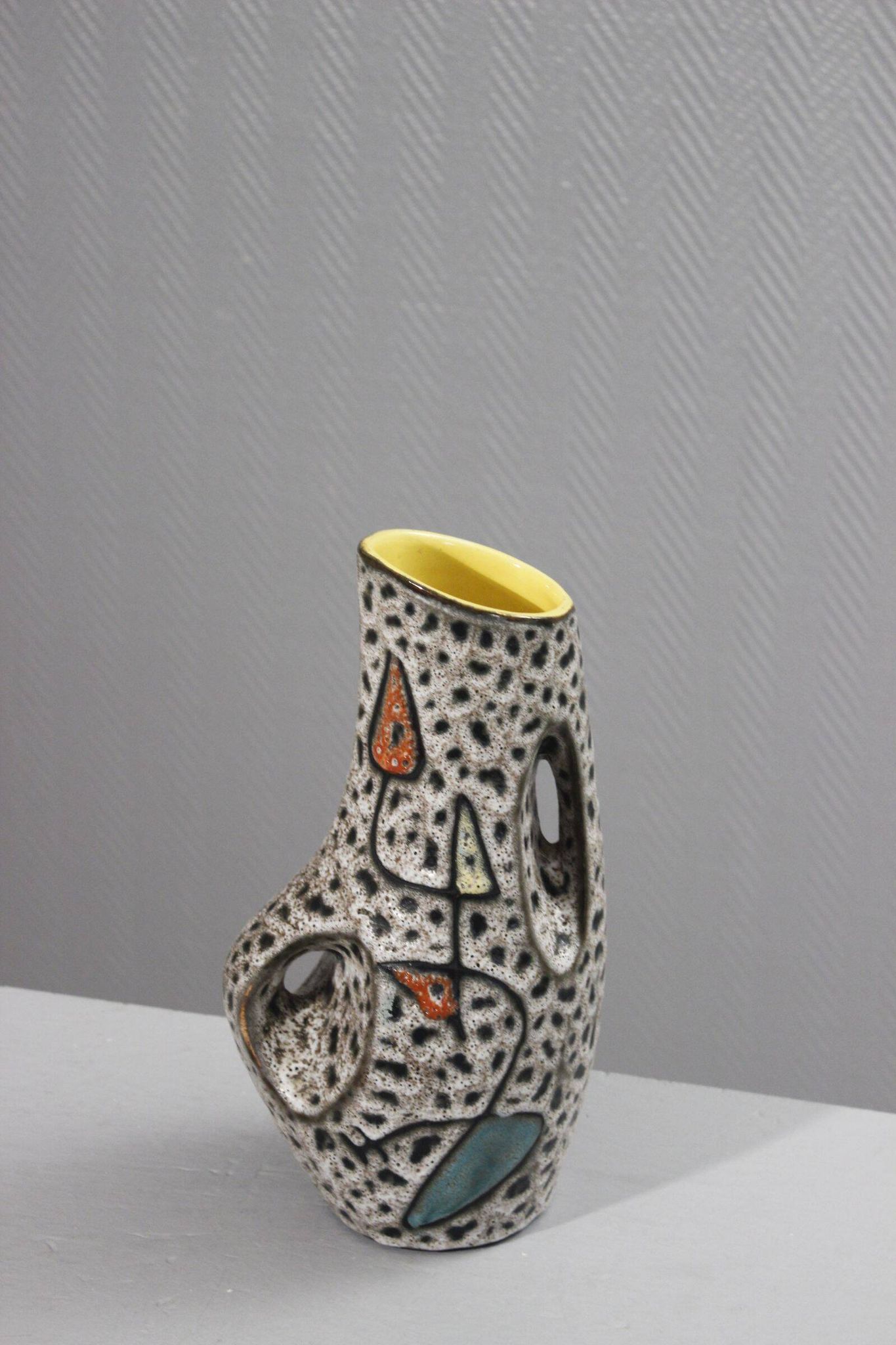Marius Bessone in Vallauris large free-form vase with abstract decoration 1950s