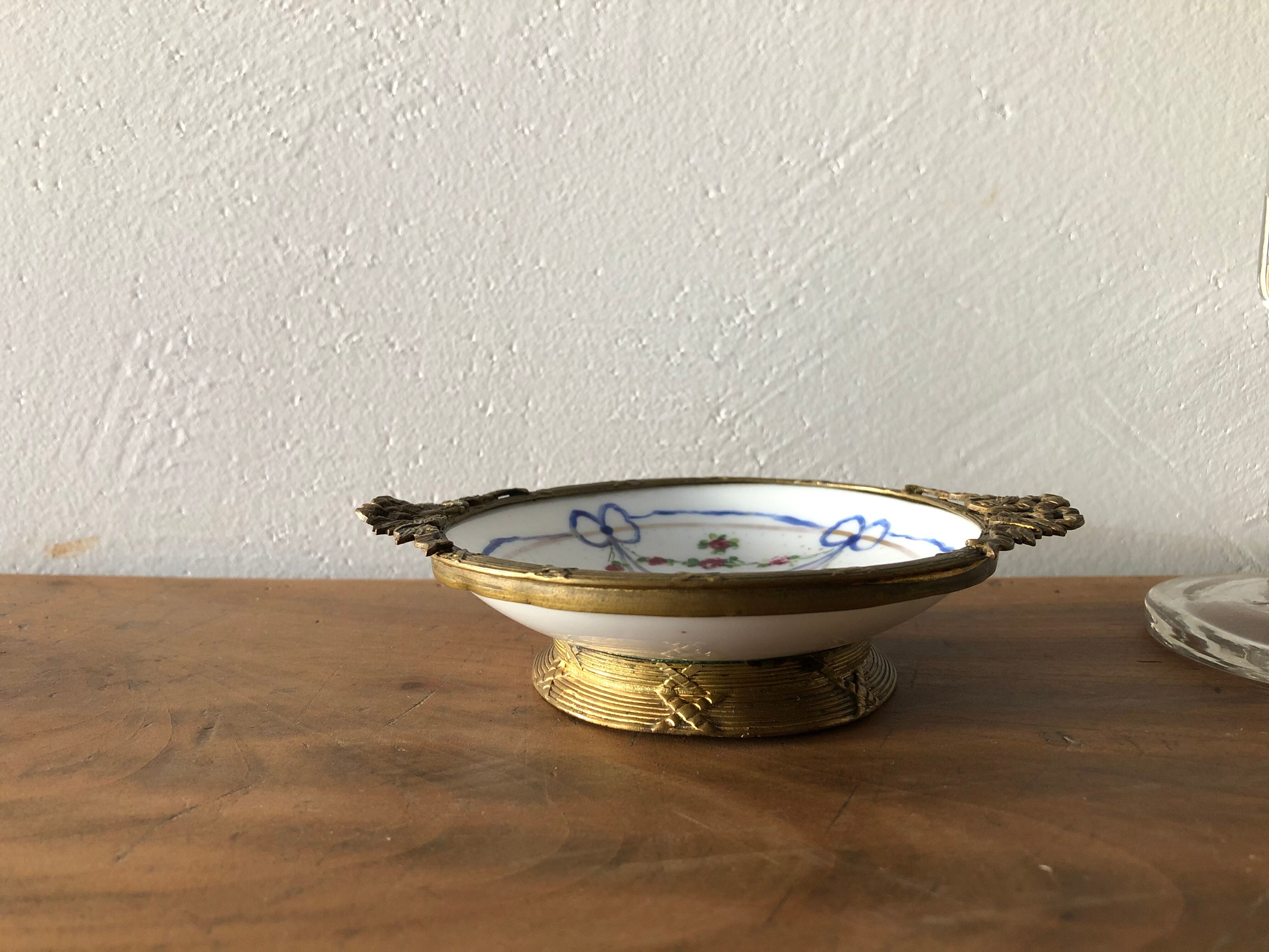 Trinket bowl in brass and porcelain from Paris