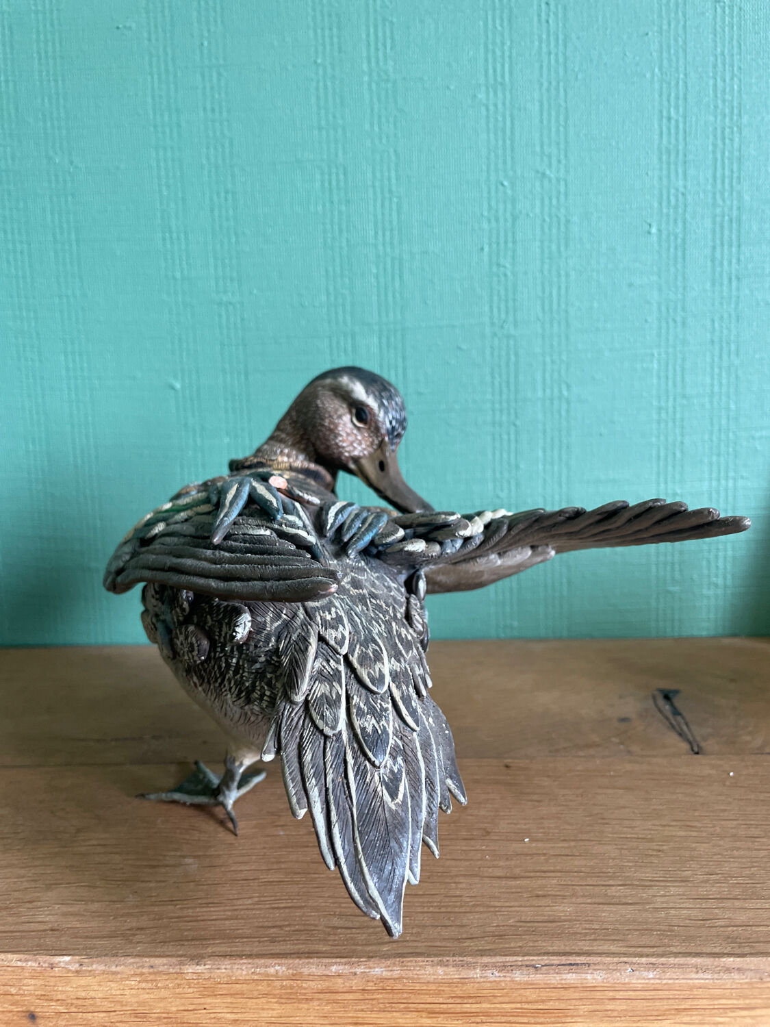 Polychrome terracotta duck