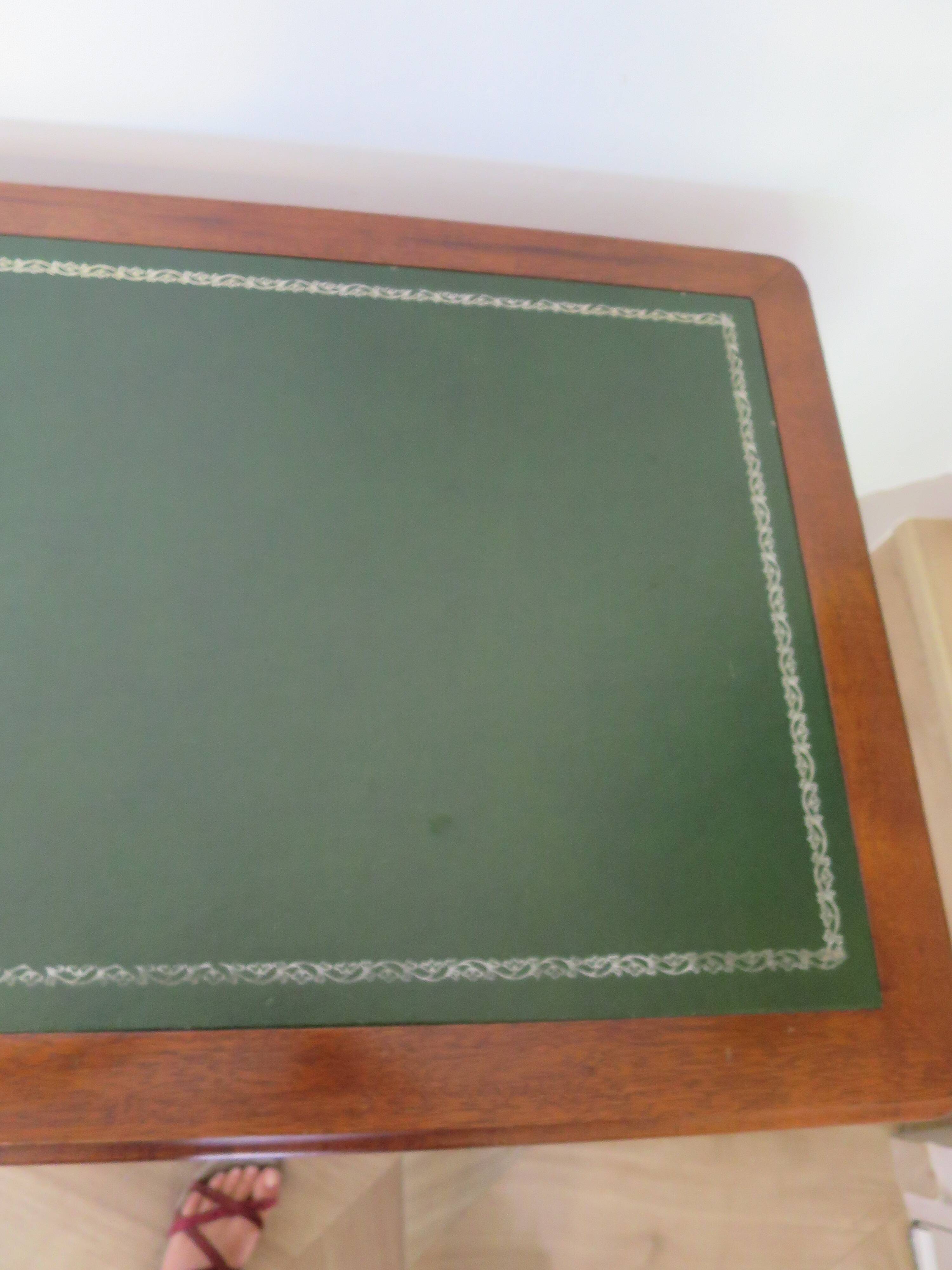 Minister's desk in Louis Philippe style – 2 drawers – cherry wood – green writing pad