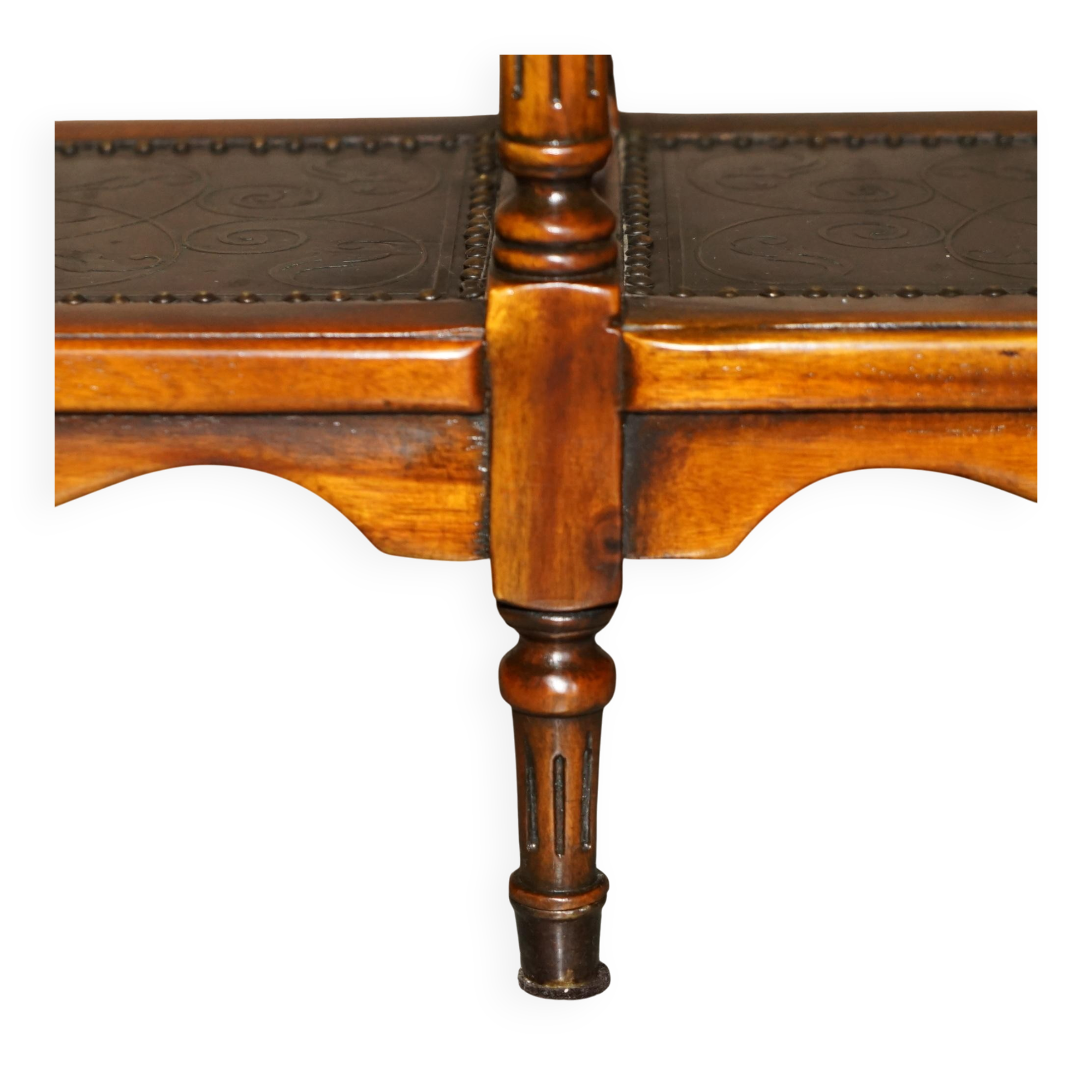 Theodore Alexander bookshelf shelf, solid wood, embossed leather.