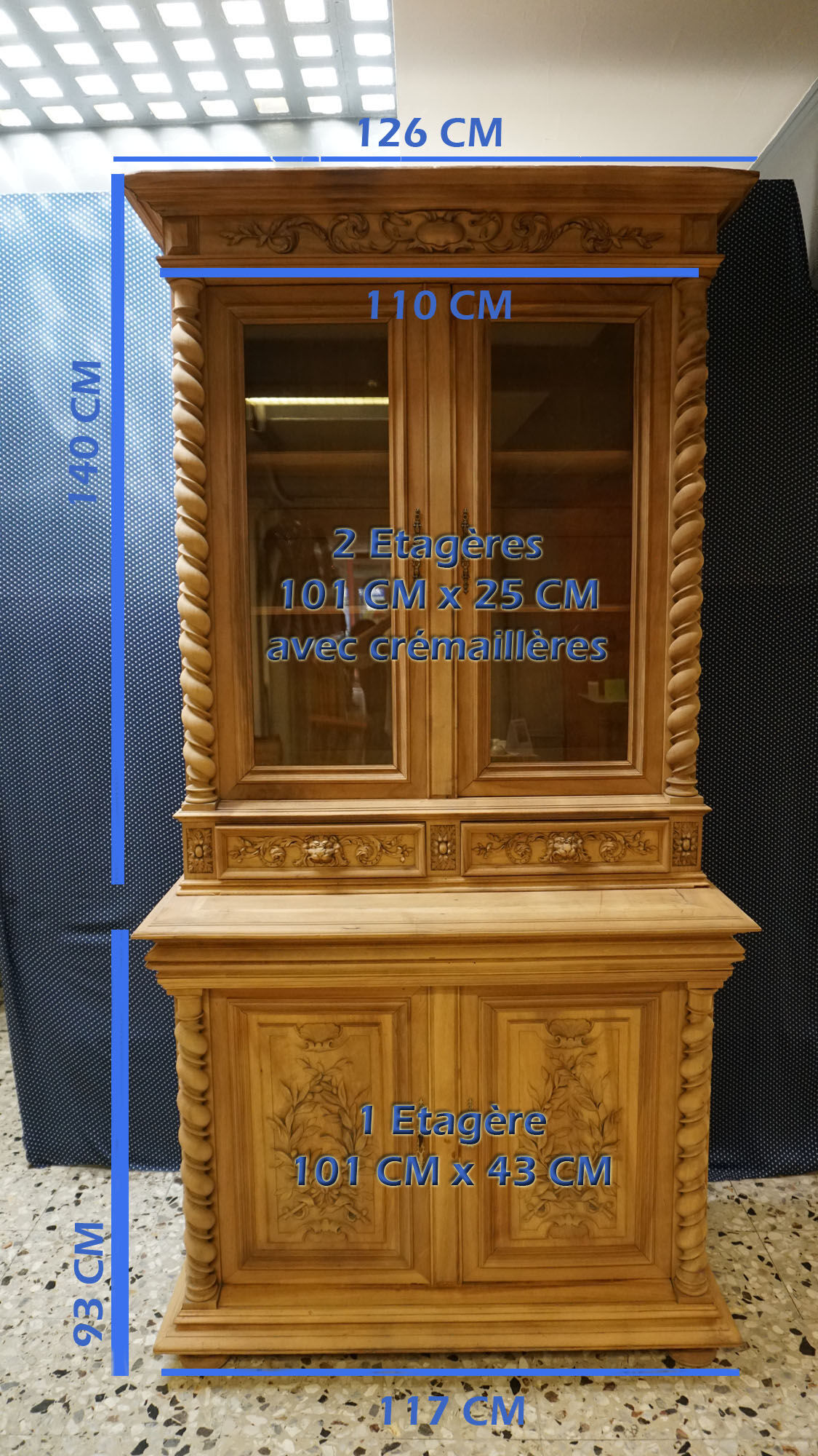 Library showcase carved wood