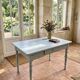 Old patinated blue bistro farmhouse table - 1.2m