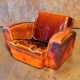 Ashtray Cigarette holder Club armchair in ceramic and vintage leather 50s 60s