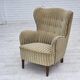 1960s, Danish armchair, light green furniture velour, beech wood.