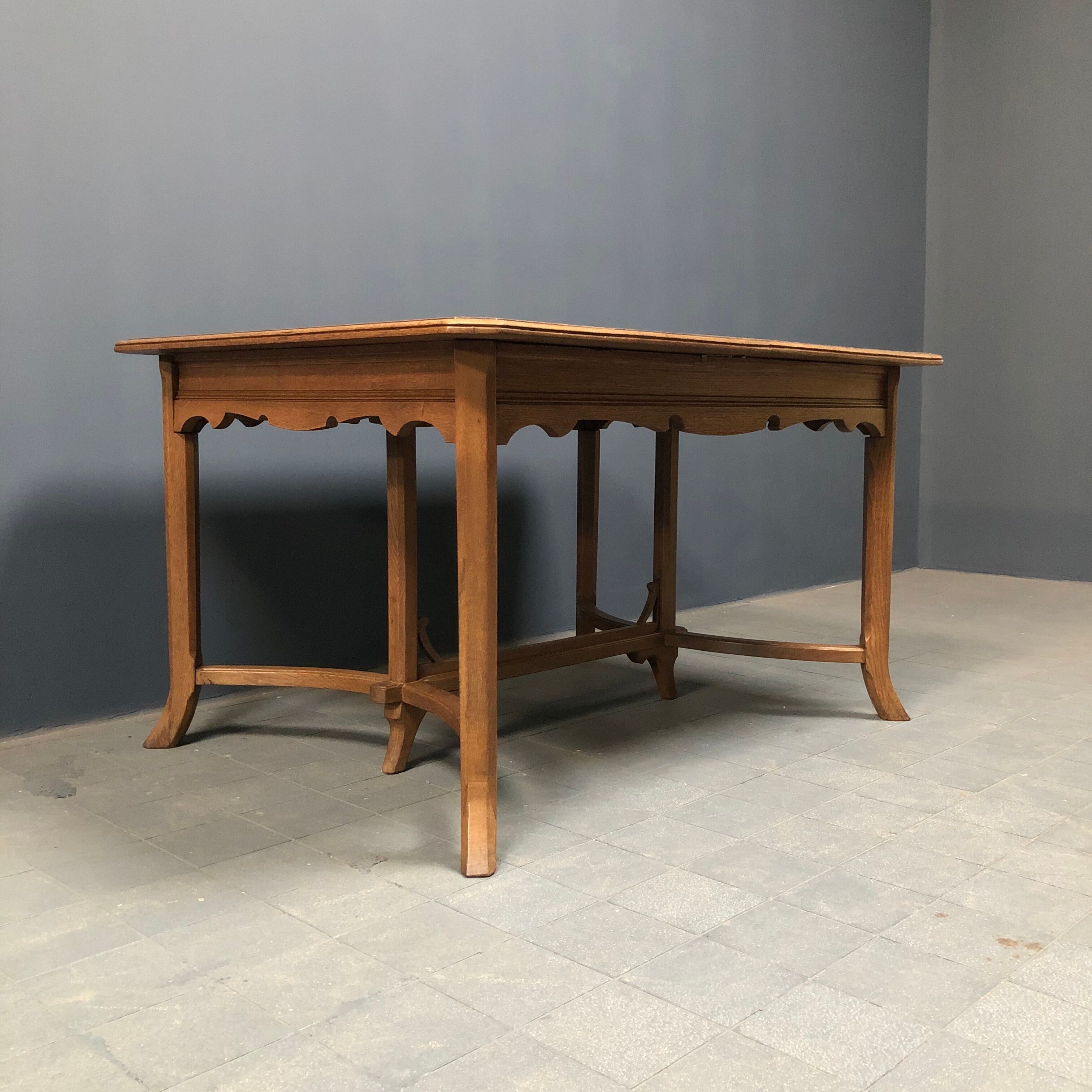 Dutch oak kitchen table in art deco style from the 1930s