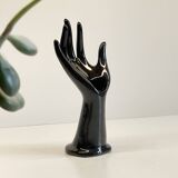 Handmade vintage black ceramic ring sizer vase