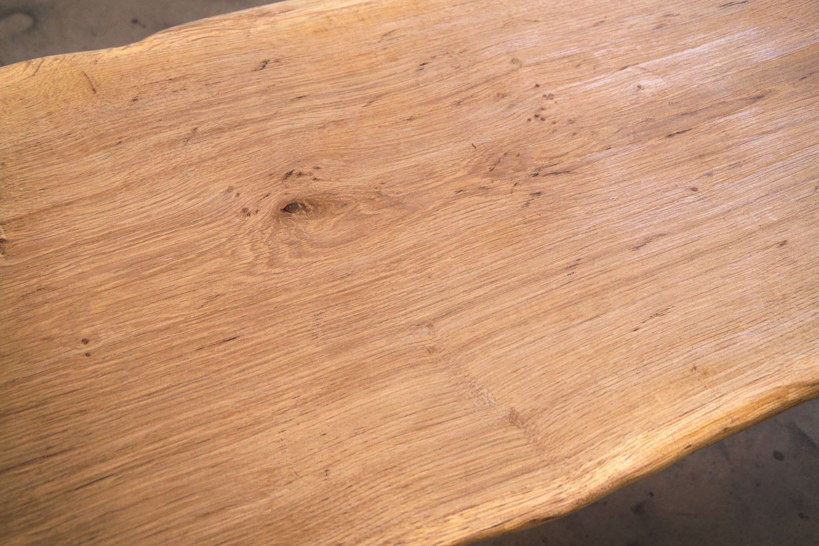Raw wood and steel coffee table
