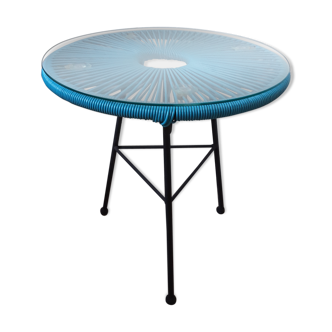 70s scoubidou and glass table