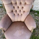 Beige velvet toad armchair