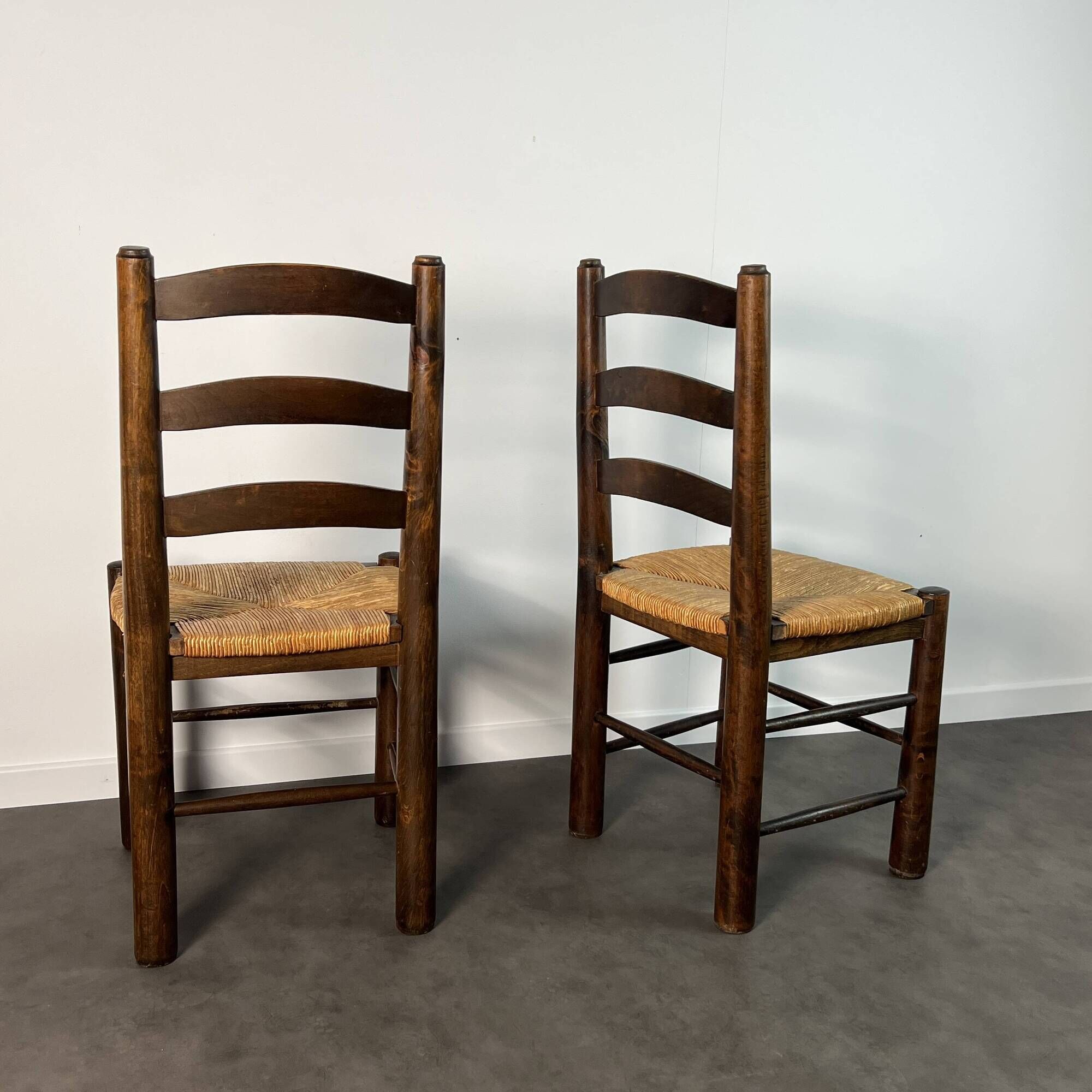 Pair of rush-seated chairs - Georges Robert, France circa 1950 Design