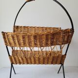 Metal and rattan magazine holder