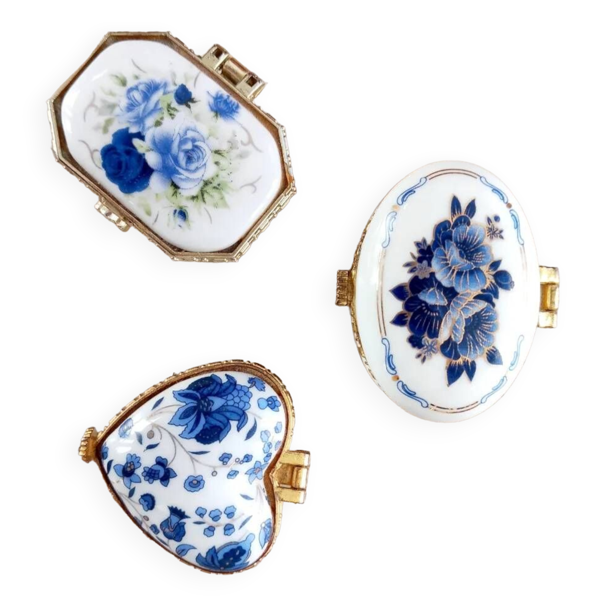 Trio de pilulier en porcelaine