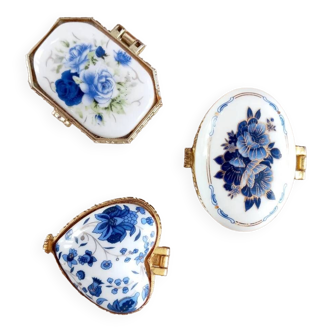 Trio of porcelain pillboxes
