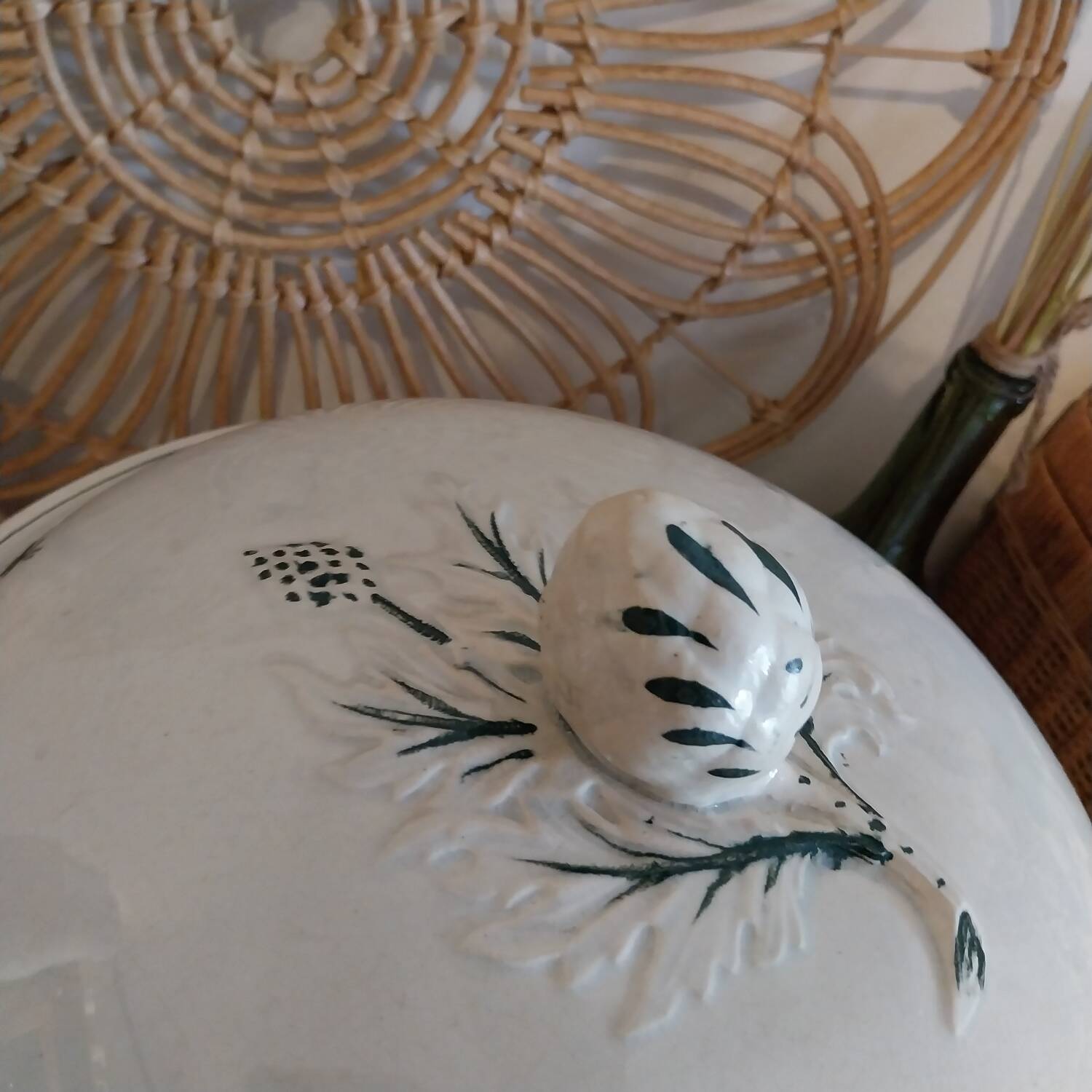 Antique iron earthenware soup tureen from Castres