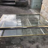 Table basse en laiton doré et chromé