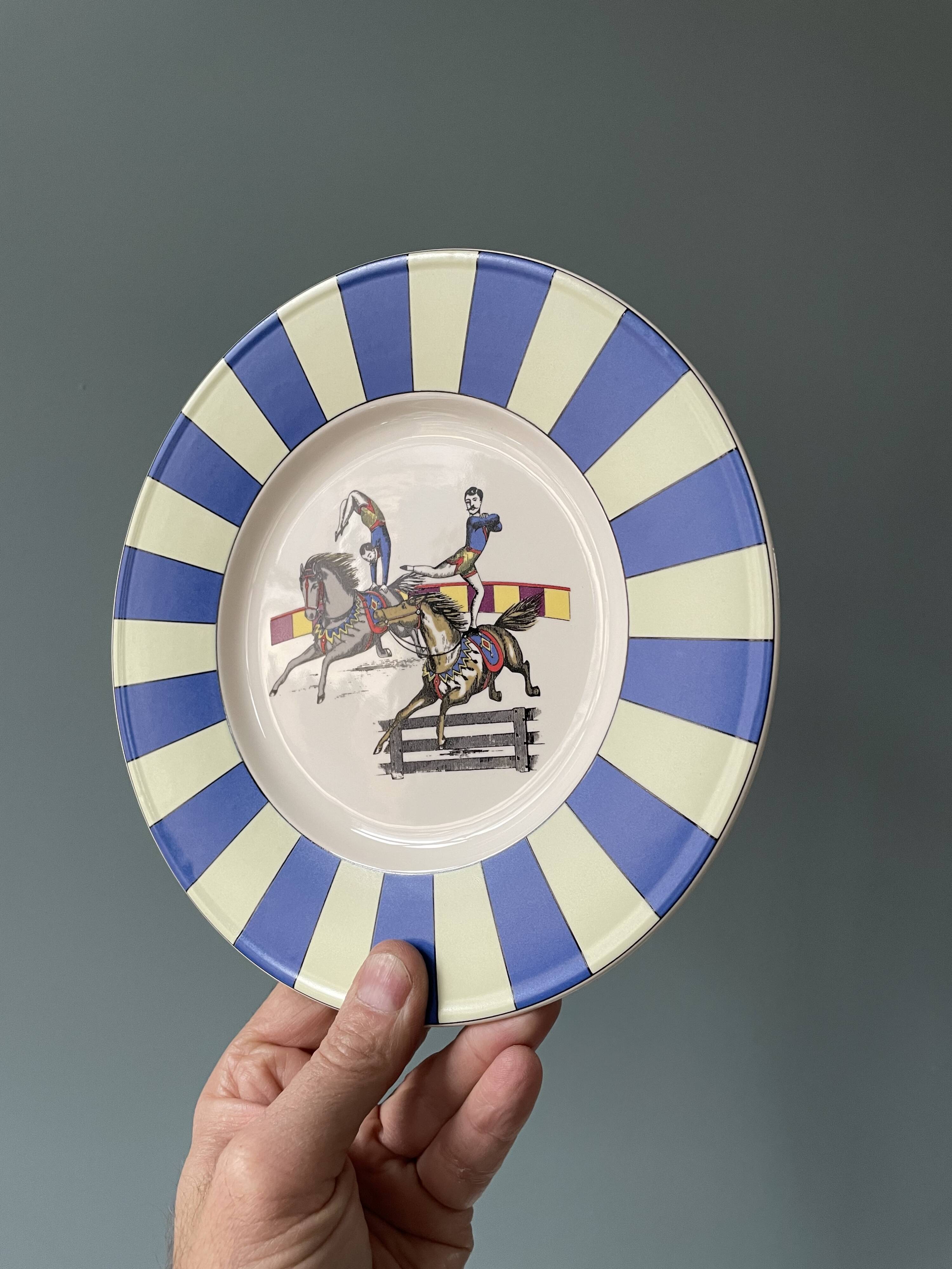 Series of 6 K&G Lunéville dessert plates, circus theme