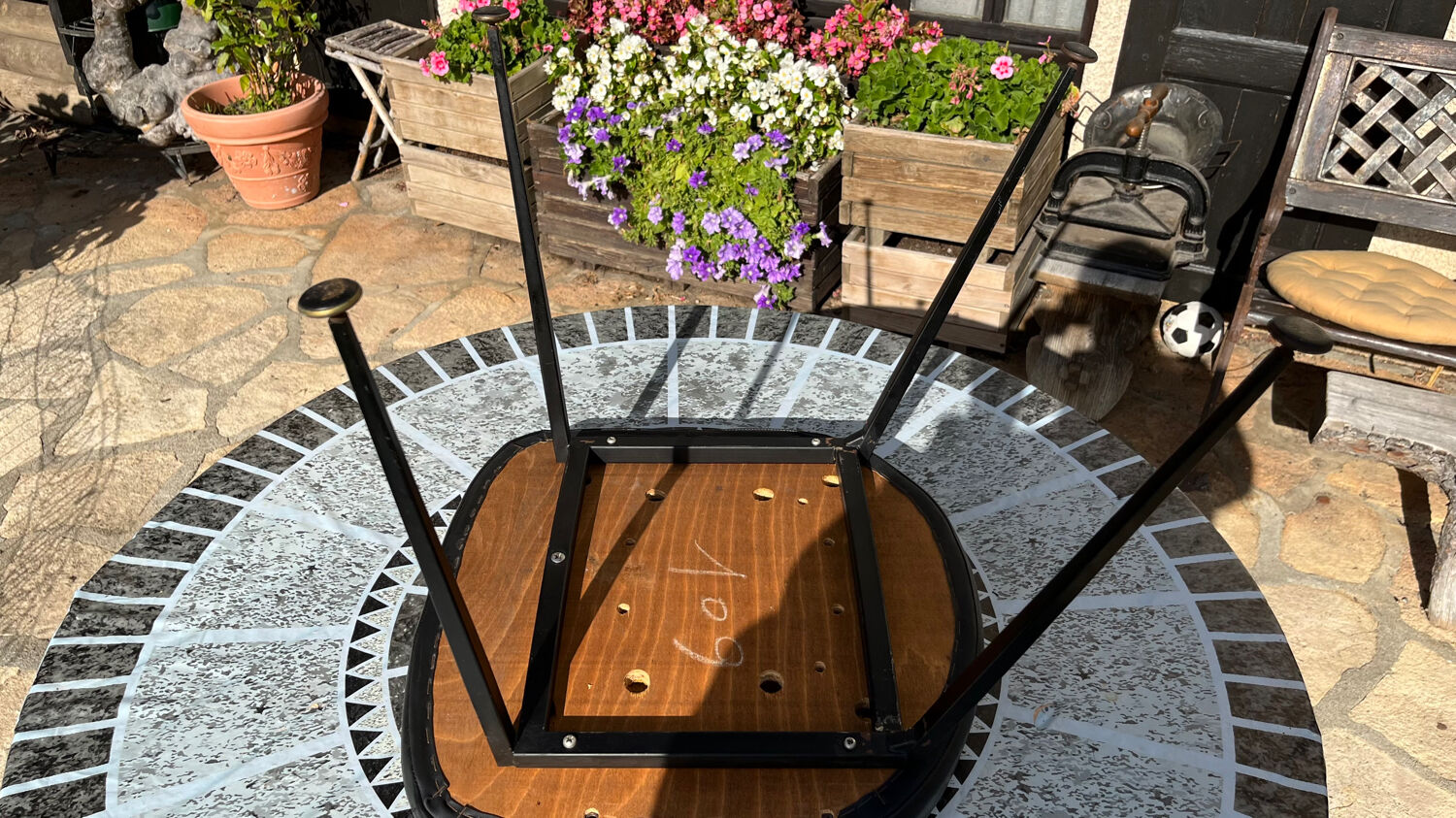 Low black leatherette stool from the 60s/70s