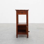 Art Deco Wood and Terracotta Marble Top Nightstand, France 1920s