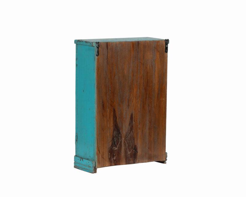Vintage blue wall display case old teak patina and original piece india