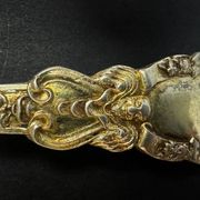 12 dessert spoons in vermeil, Minerva 19th century, blackened pear tree box