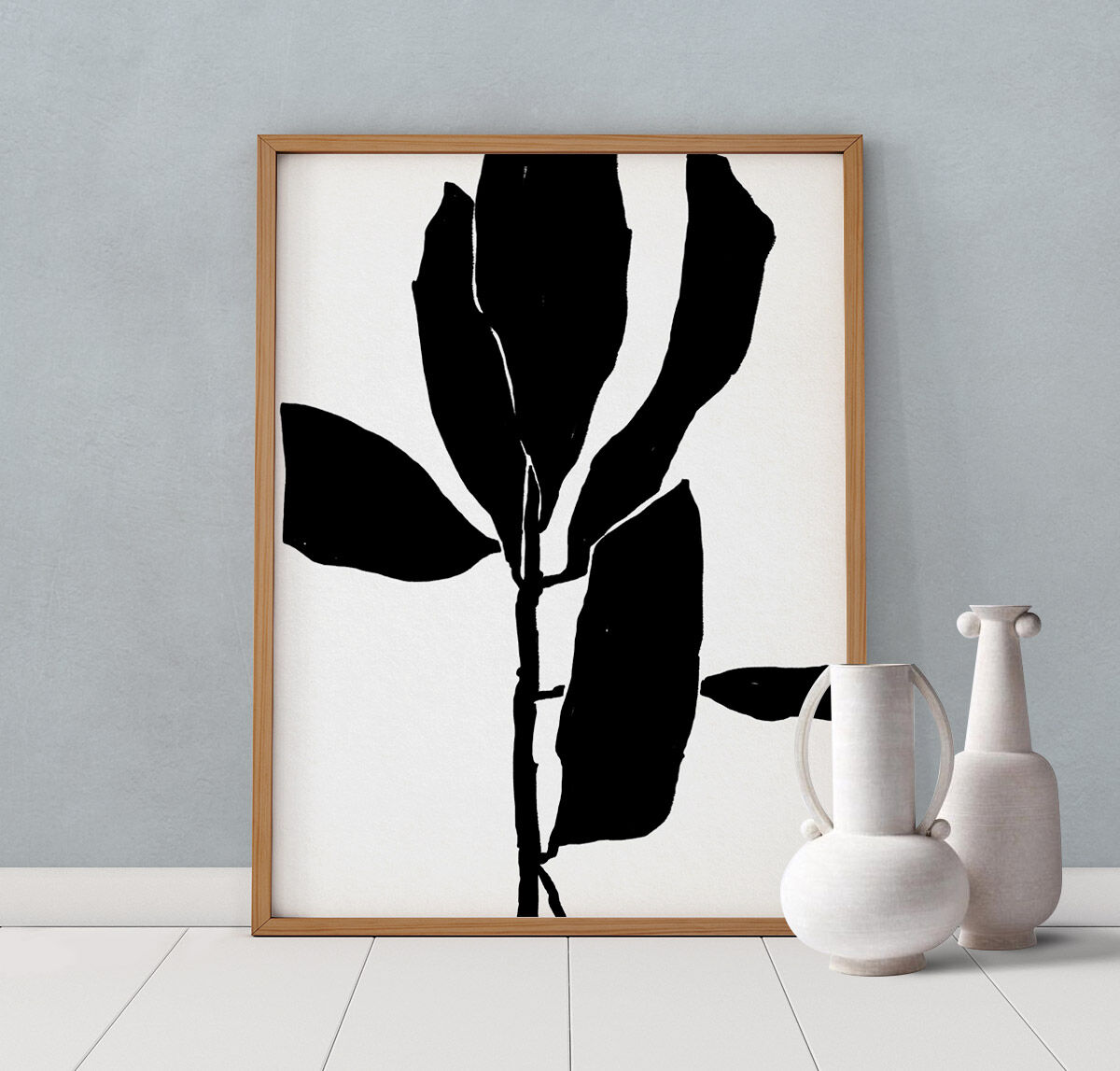 Botanical illustration in black, 50x70