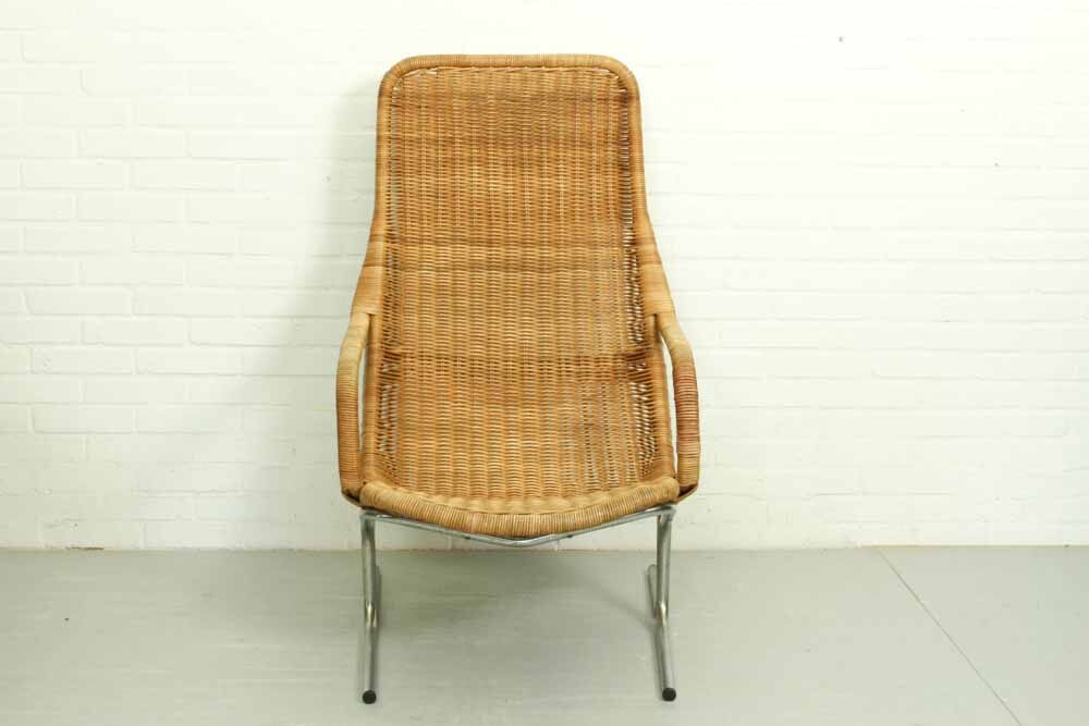 Mid Century Wicker Lounge Chair by Dirk van Sliedregt for Jonker Brothers, 1960s