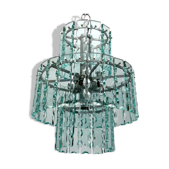 Italian cut glass chandelier by Zero Quattro. 1970s