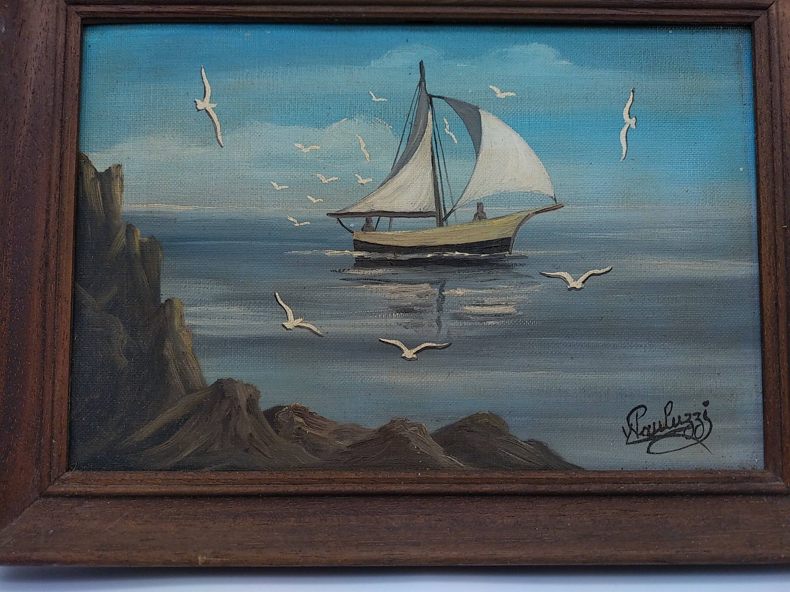 Sailboat and flight of seagulls. Yvon Pauluzzi.